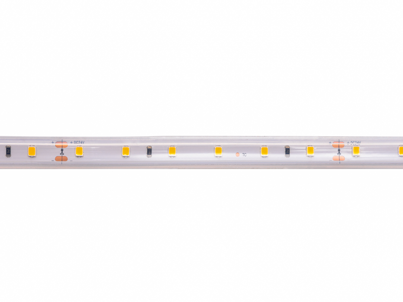LED juosta 24V 4.8W/m hermetiška IP67, T formos, šiltai balta 3000K 115lm/W PLUS AKTO