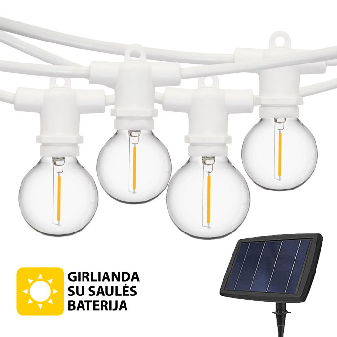 Led lemputės girlianda su saulės baterija (LED) Perl Balta