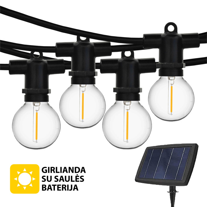 Led lemputės girlianda su saulės baterija (LED) Perl Juoda