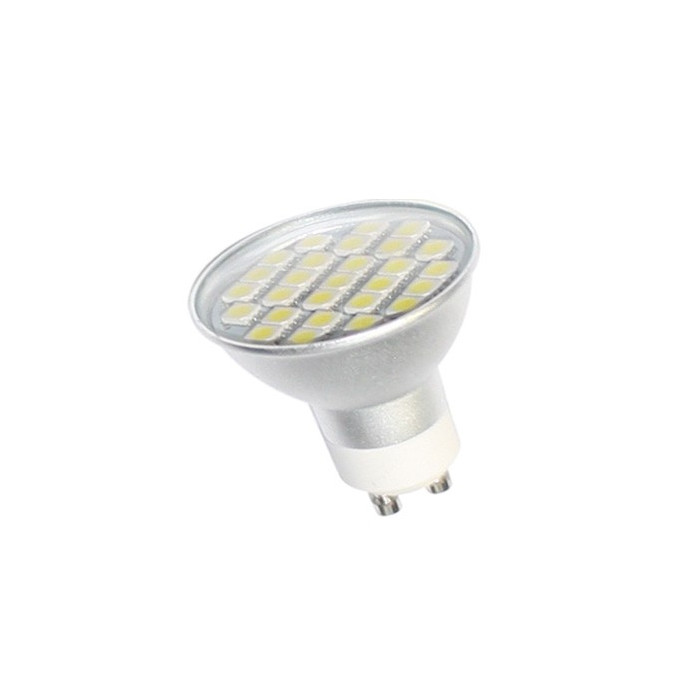 LED LemputėGU10 4W 220V su 27SMD su stikliuku ir alium.korpu