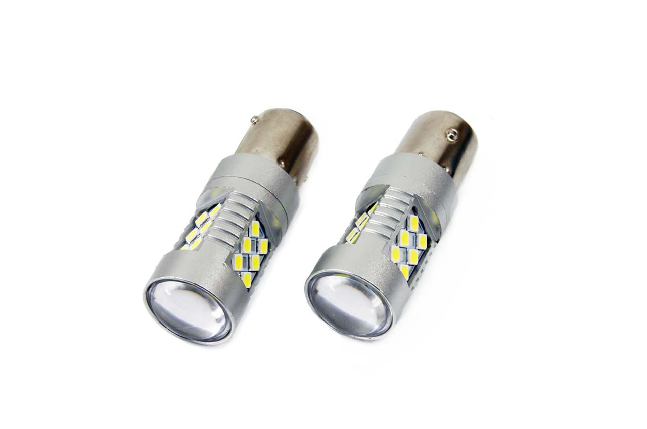 LED lemputės CANBUS, 24SMD 3030, 1156 (P21W), BA15s, 12V/24V, 2vnt, AMIO