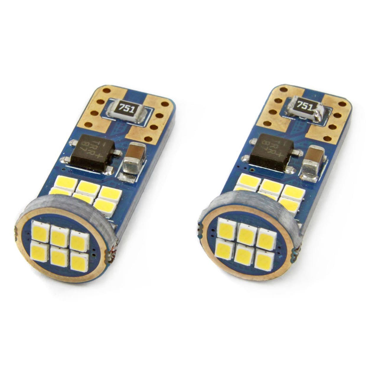 LED lemputės CANBUS 18SMD, T10, W5W, 12V/24V, 2vnt, AMIO