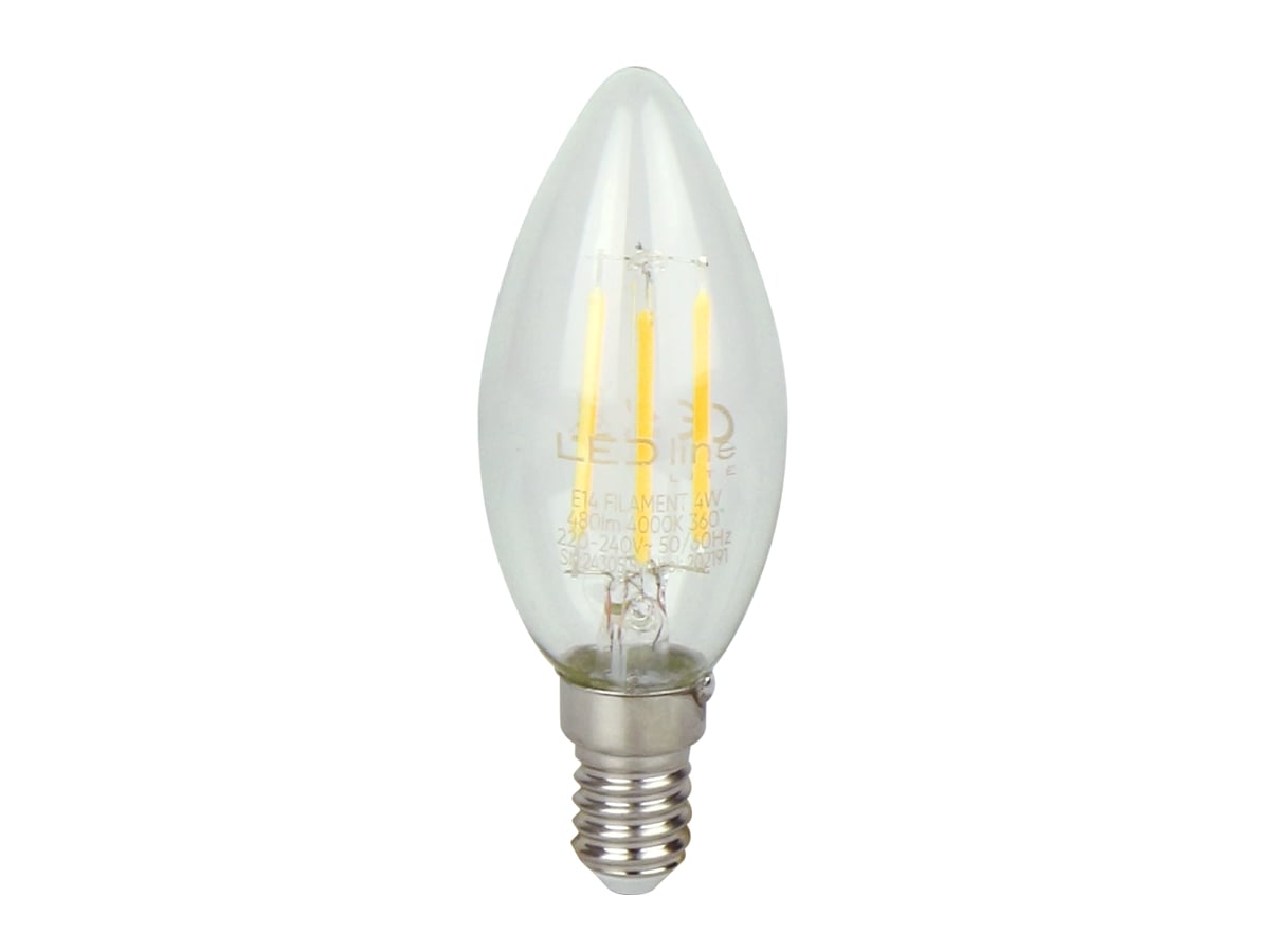 LED lemputė E14 C35 230V 4W 480lm, neutraliai balta 4000K, LED line LITE