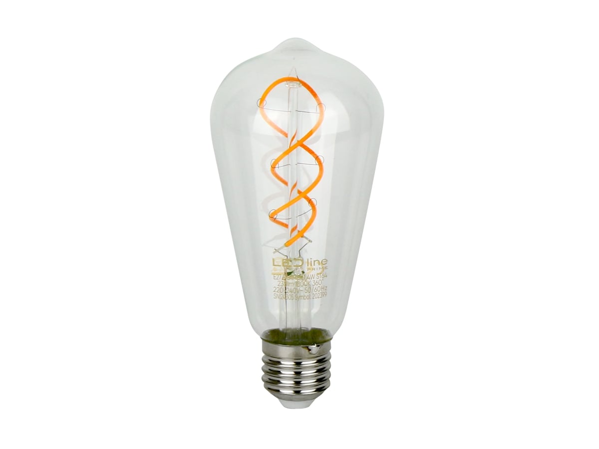 LED lemputė E27 ST64 230V 4W 230lm, gintarinė balta 1800K, RETRO VINTAGE, pritemdoma, LED line PRIME