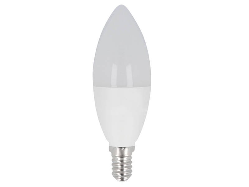 Lemputė LED E14 230V 8W 720lm C37 žvakės formos, šiltai balta 3000K, LEDOM
