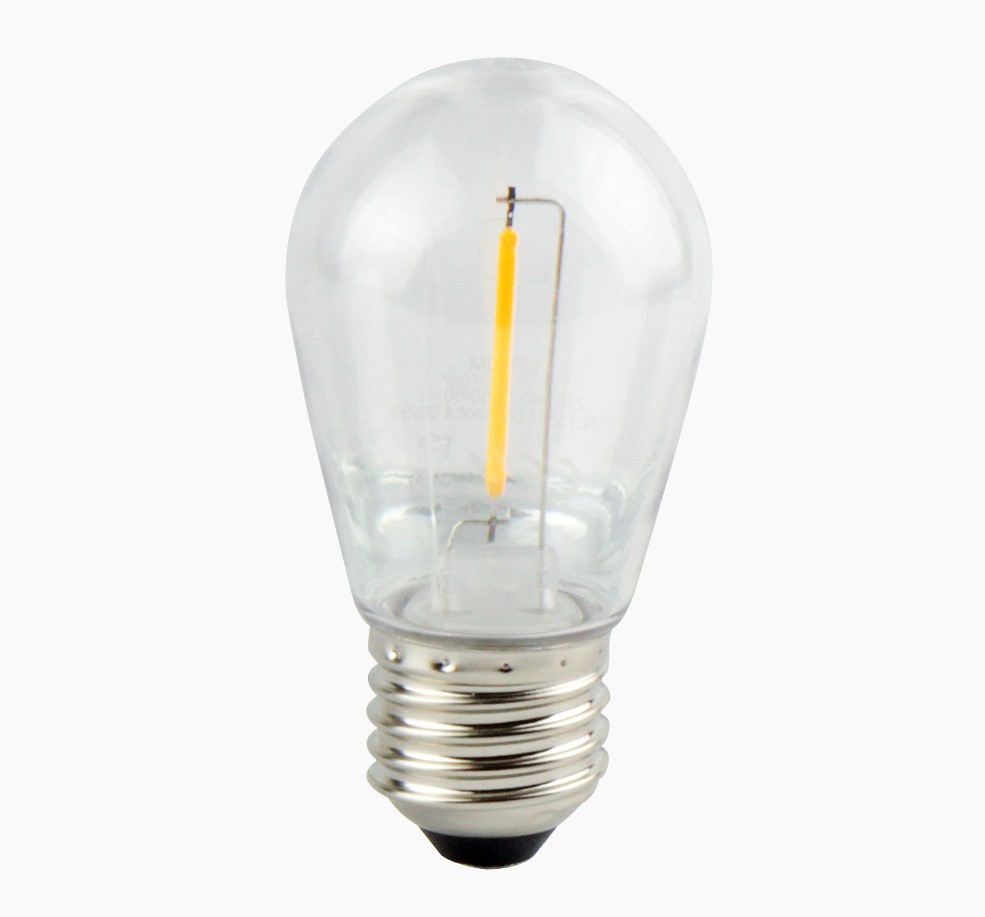Lemputė E27 230V ST45 1W, FILAMENT, šiltai balta 2700K, 50lm, plastikinė