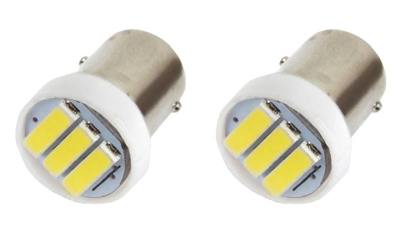 LED lemputės BA9S, 12V, 3xLED 7020, 2vnt., AMIO