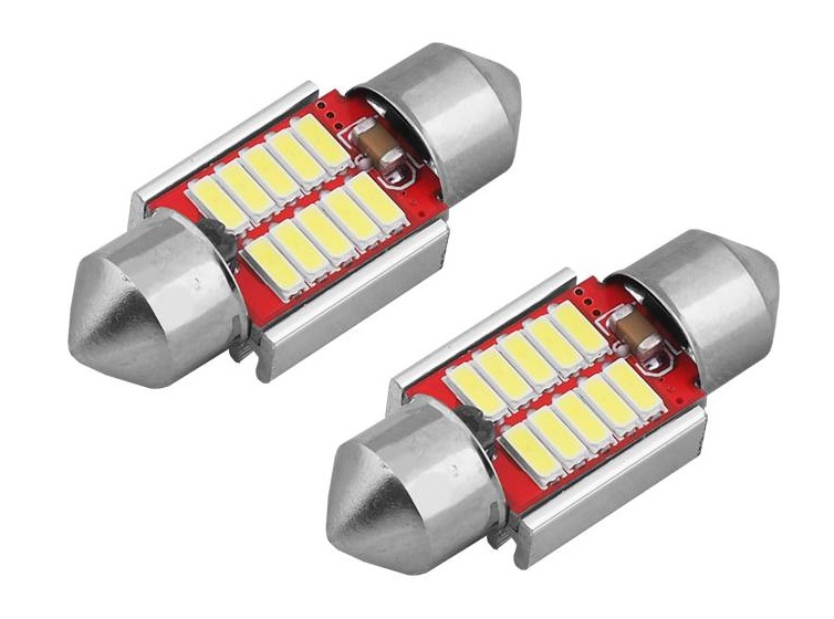 LED lemputės CANBUS 10SMD 4014 Festoon 31mm 12V/24V, 2vnt. AMIO