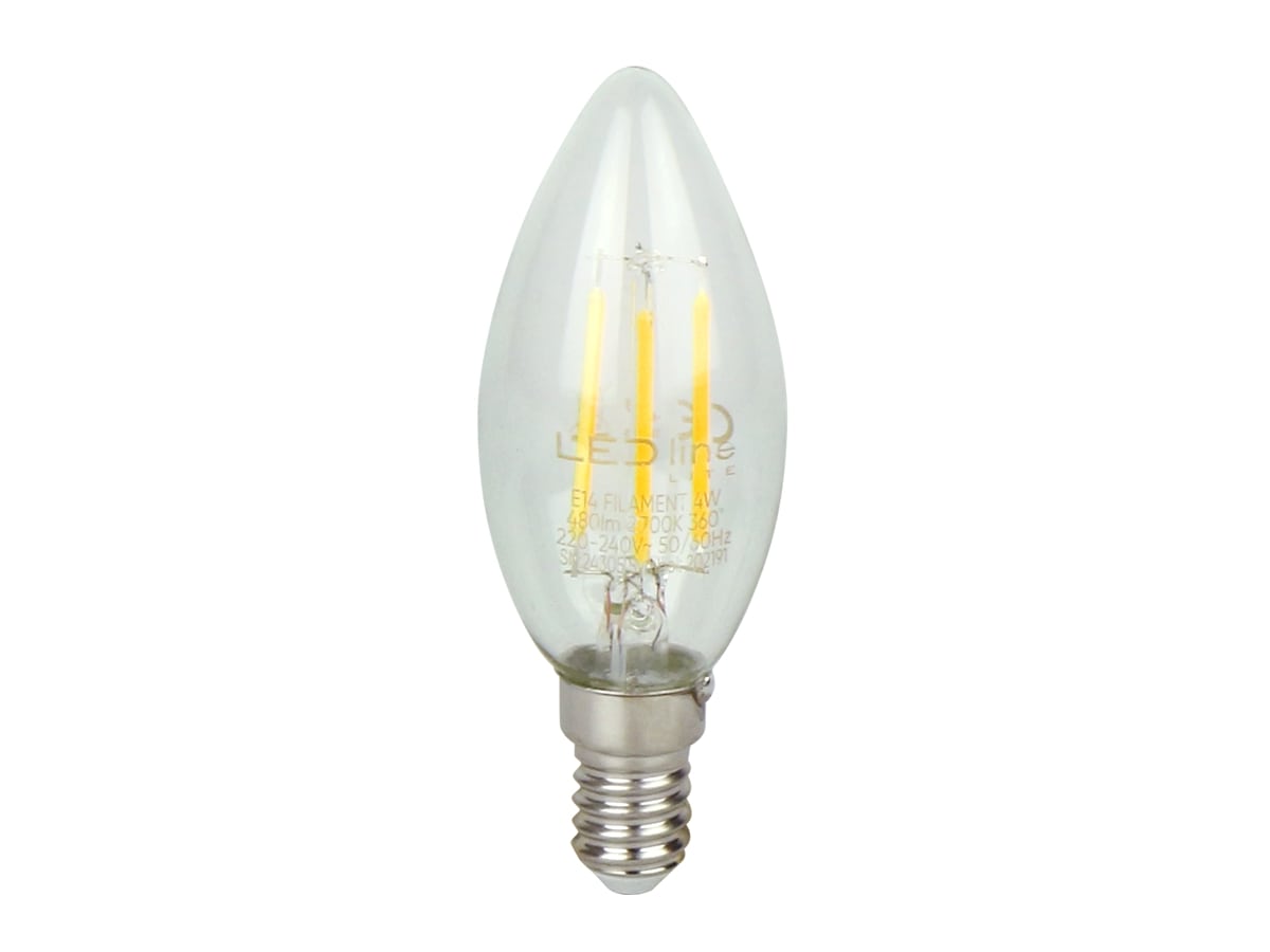 LED lemputė E14 C35 230V 4W 480lm, šiltai balta 2700K, LED line LITE