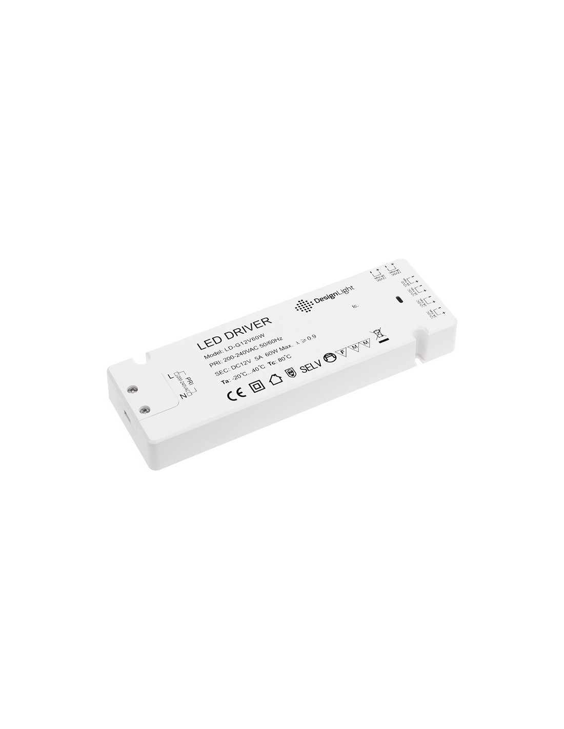 Impulsinis maitinimo šaltinis LED 12V 5A, 60W, su L813 jungtimis, Designlight