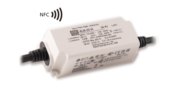 25W pastovios galios LED šaltinis 700mA 9-54V, NFC, DALI2, IP67, MEAN WELL