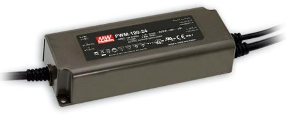 Impulsinis maitinimo šaltinis LED 24V 5A, valdomas DALI2, PFC, IP67, MEAN WELL