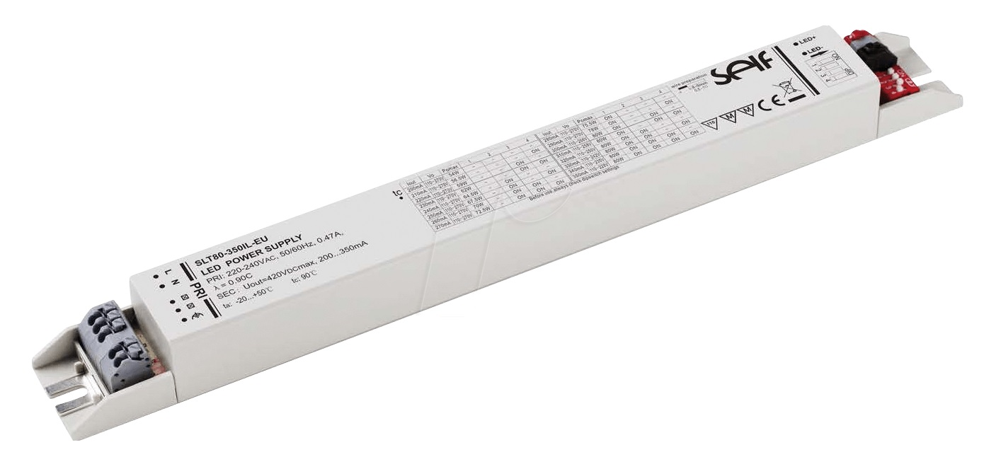 Impulsinis srovės šaltinis LED su perjungėjais 250-350mA 115-228V, IP20, 280x30x22mm, SELF