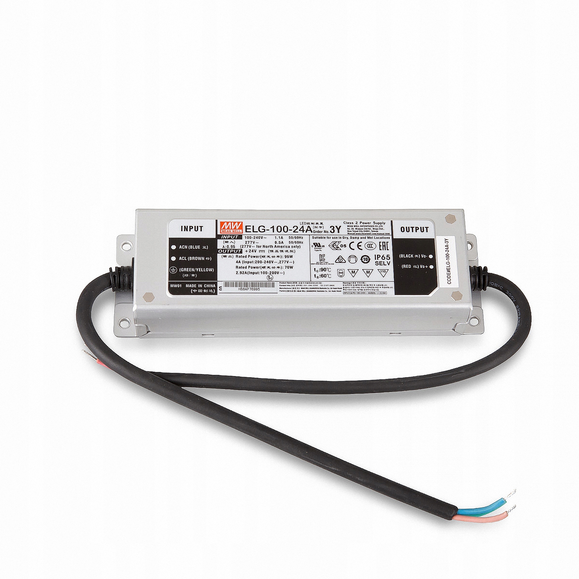 Impulsinis maitinimo šaltinis LED 24V 4A, reguliuojamas, PFC, IP65, MEAN WELL