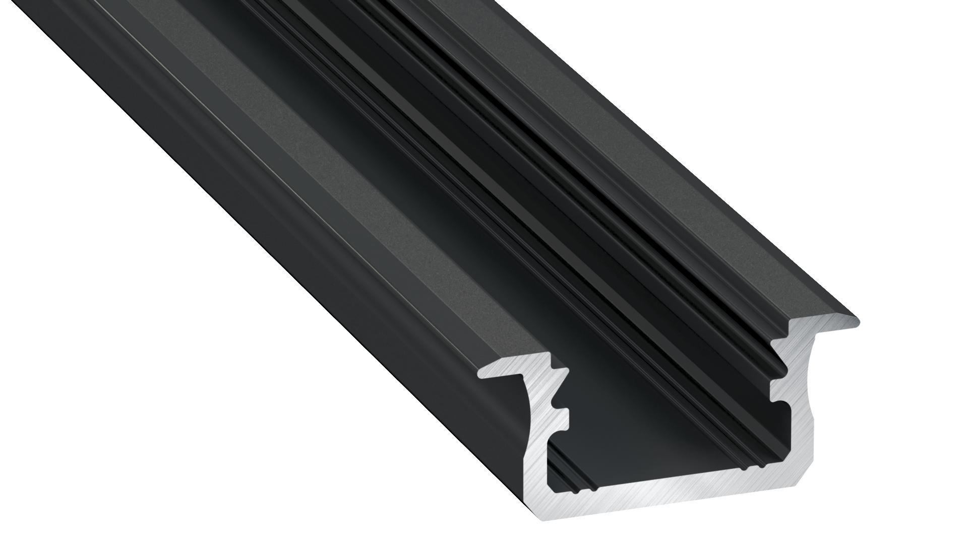Profilis aliuminis anoduotas juodas LED juostoms įleidžiamas, B, 3m LUMINES