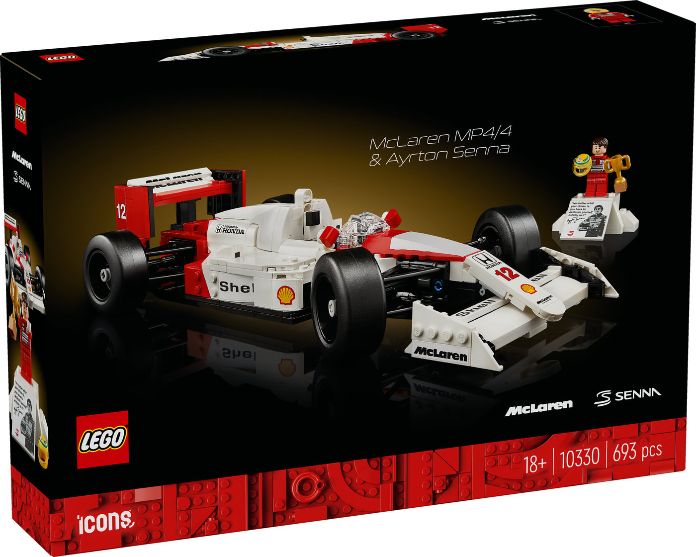 LEGO® Icons McLaren MP4/4 ir Ayrton Senna Rinkinys 10330