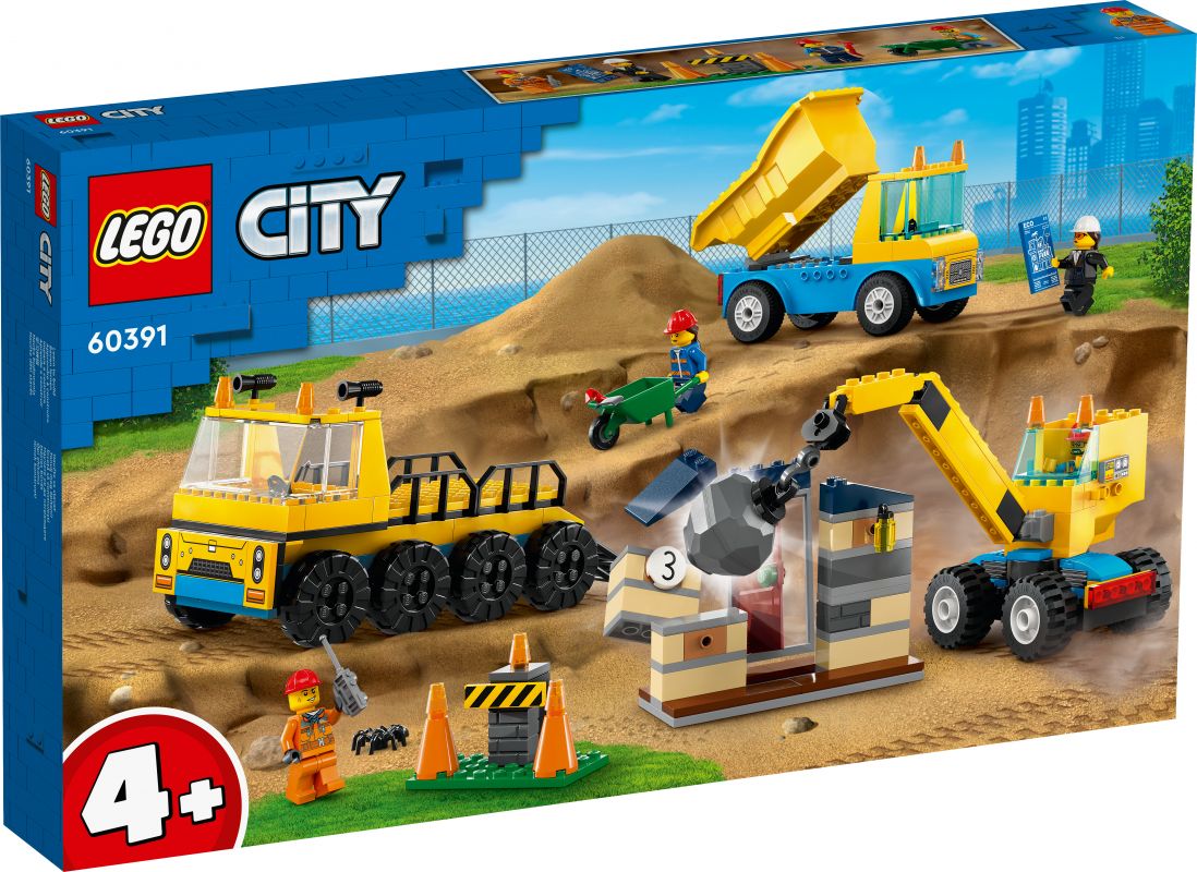 LEGO City Statybiniai sunkvežimiai ir kranas su griaunamuoju rutuliu 60391