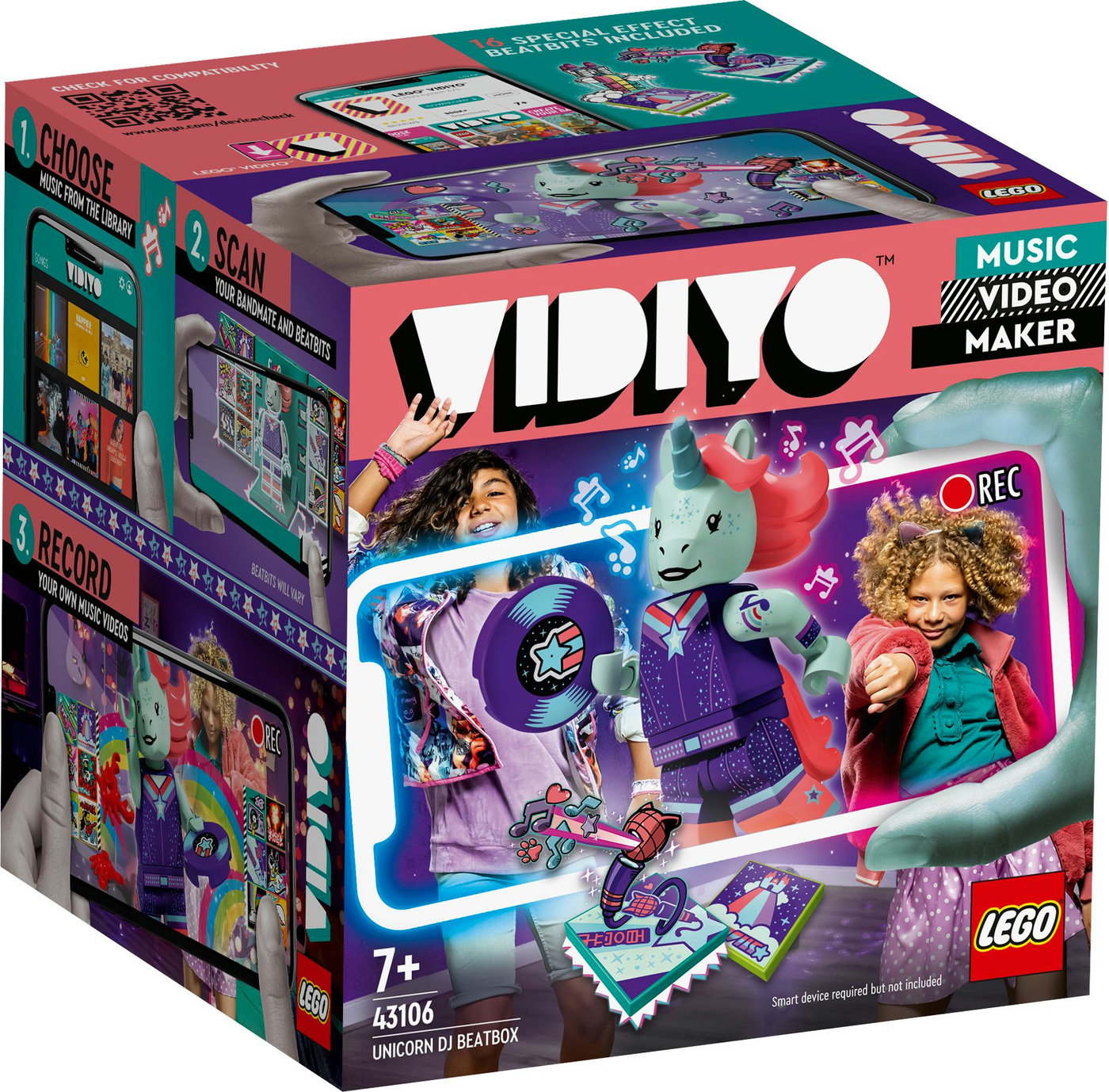 LEGO® VIDIYO™ Unicorn DJ BeatBox 43106 Konstravimo rinkinys (84 dalys)