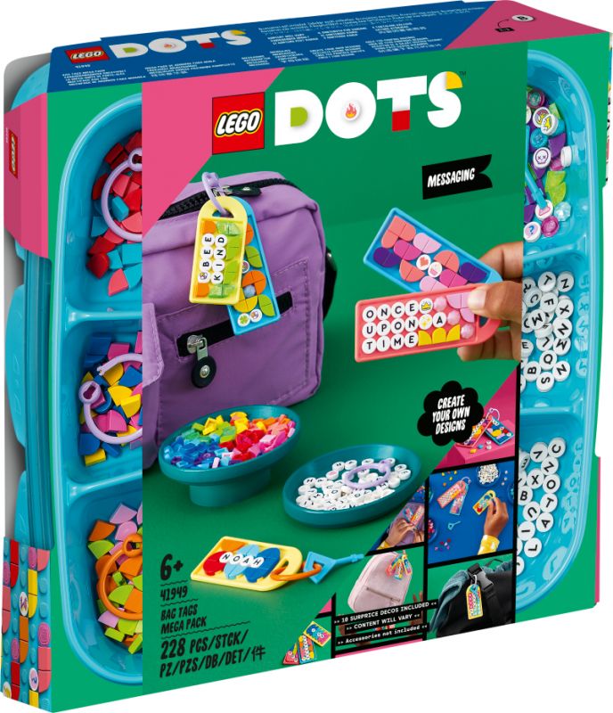 LEGO® DOTS Kuprinių pakabukų mega pakuotės – žinutės 41949