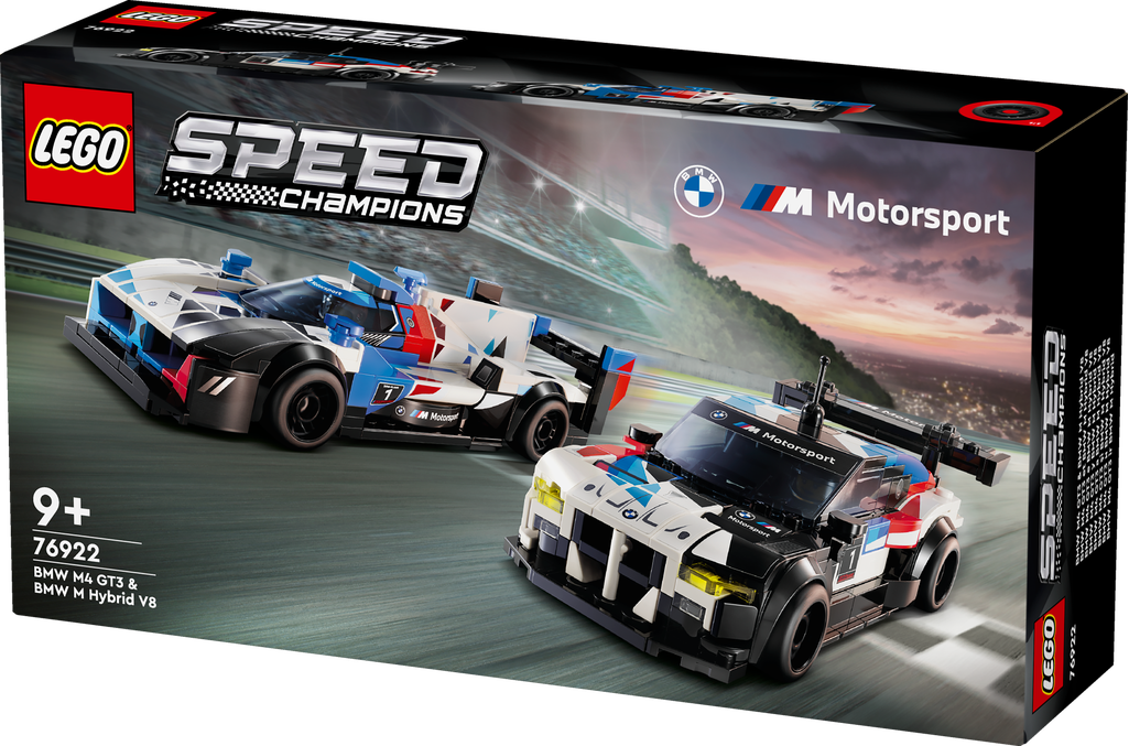 Konstruktorius LEGO Speed Champions Lenktyniniai automobiliai BMW M4 GT3 ir BMW M Hybrid V8 76922