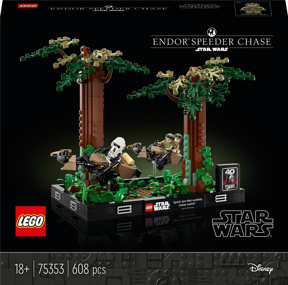 Konstruktorius LEGO Star Wars Endoro greitaeigio motociklo gaudynių diorama 75353