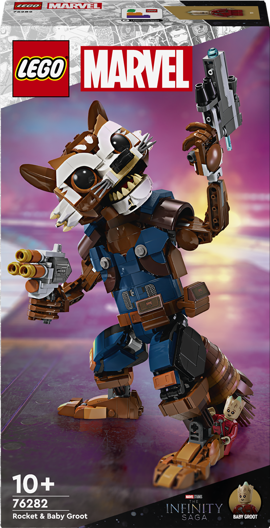 Konstruktorius LEGO Marvel Rocket ir mažylis Groot 76282