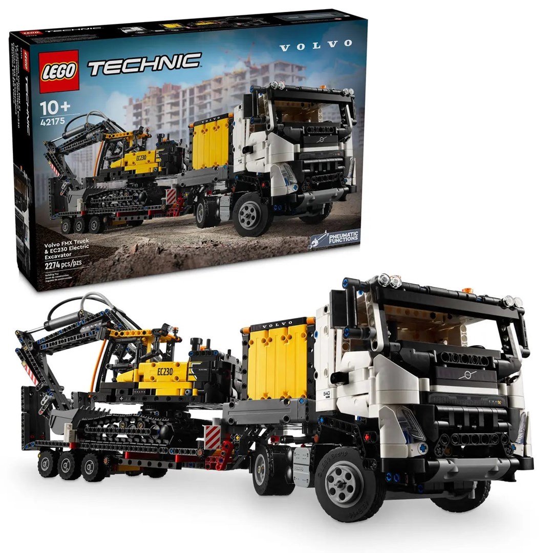 LEGO TECHNIC 42175 Volvo FMX sunkvežimis ir EC230 Electric ekskavatorius