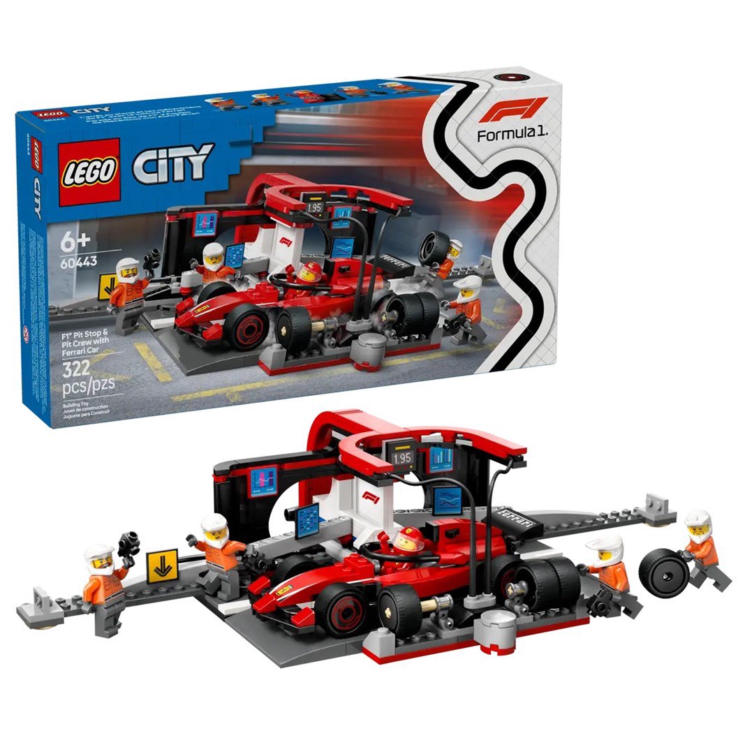 LEGO CITY 60443 F1 - Stotelė ir įgula su Ferrari automobiliu