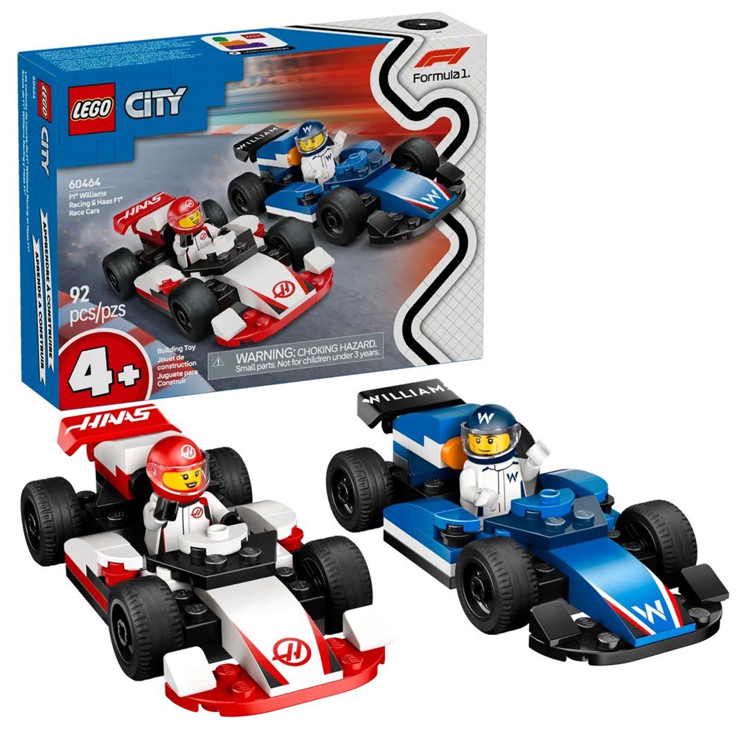 LEGO CITY 60464 F1 - Williams Racing ir Haas F1 lenktyniniai automobiliai