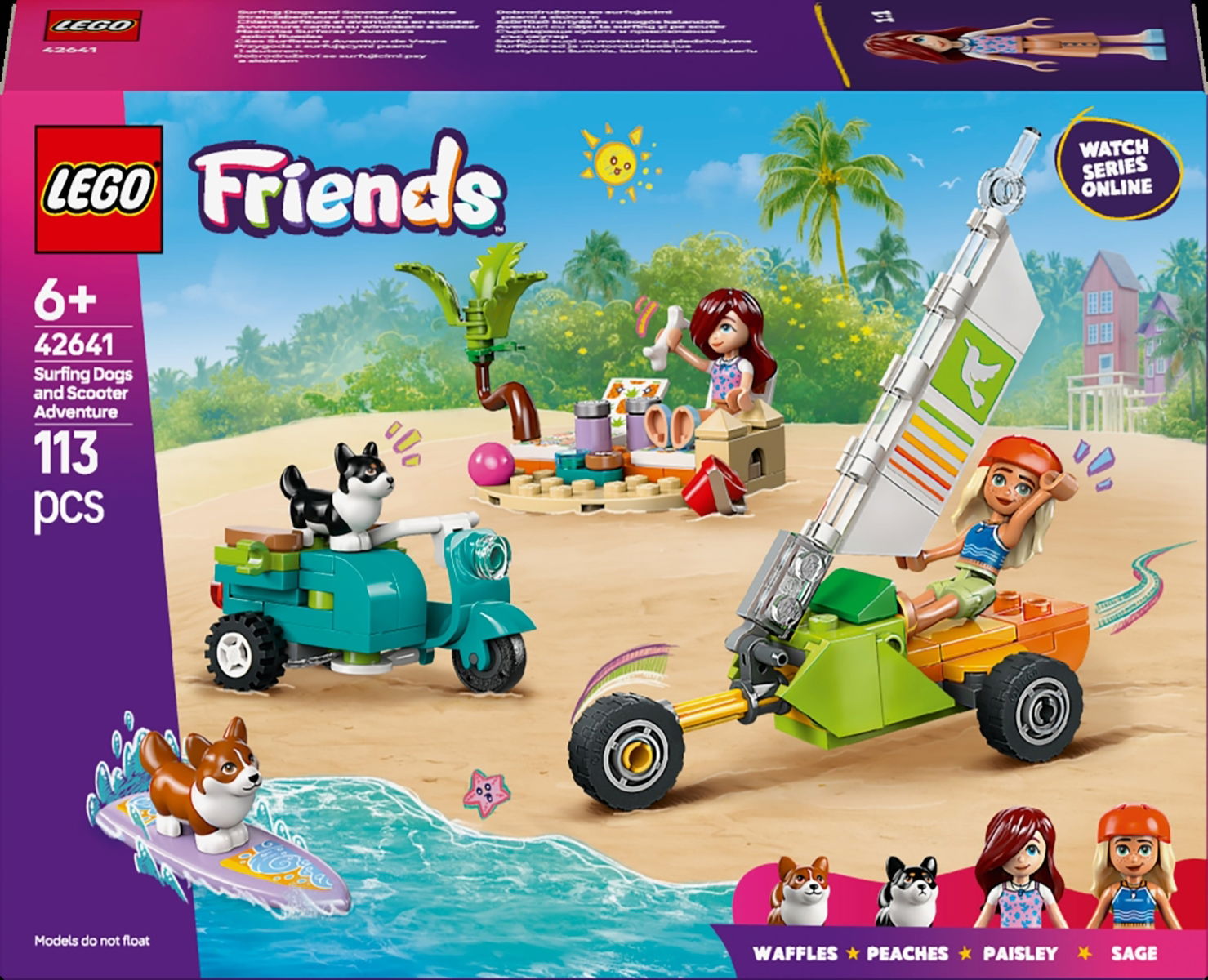 Konstruktorius LEGO Friends Surfing Dogs and Scooter Adventure