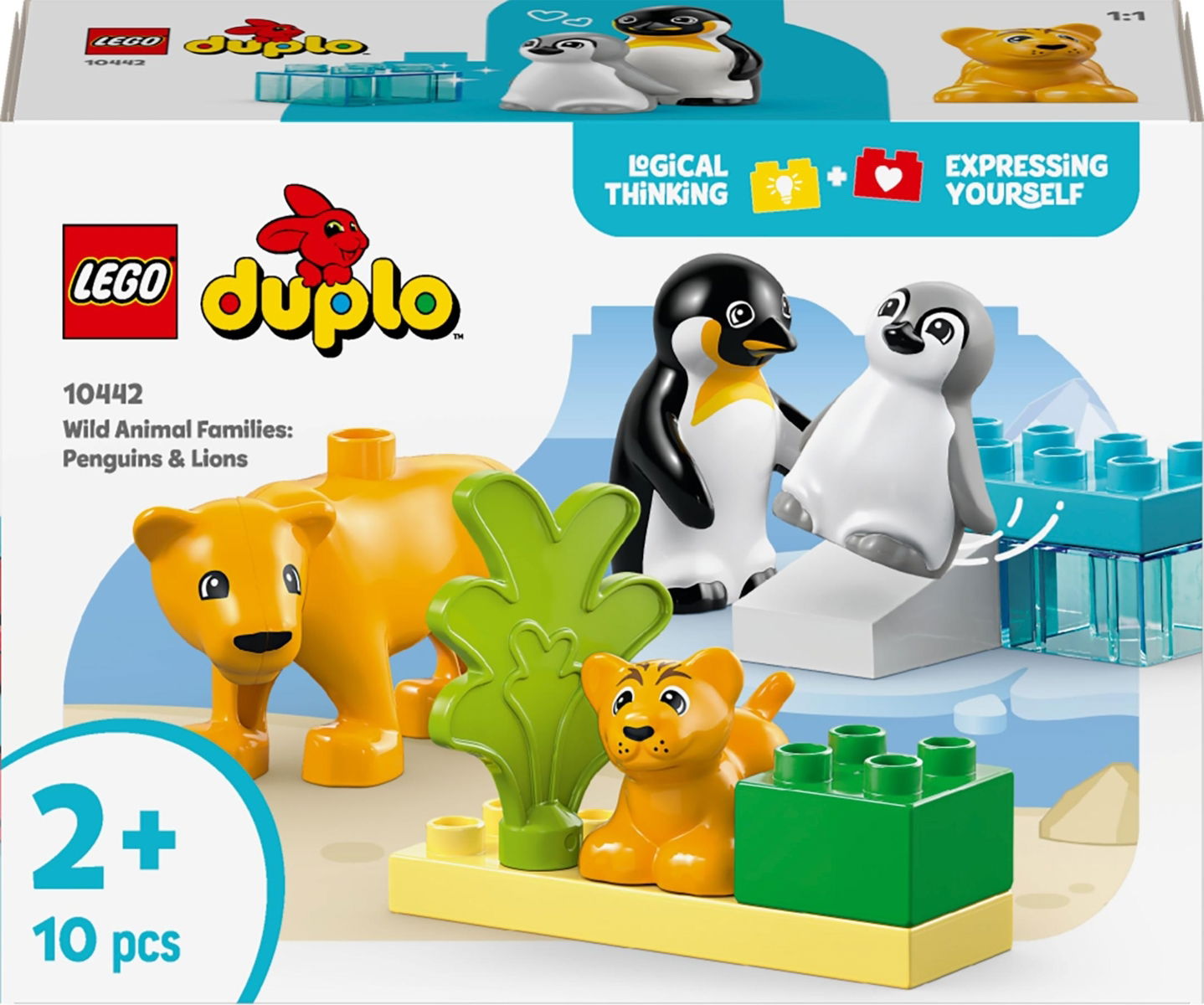 Konstruktorius LEGO DUPLO Wild Animal Families: Penguins & Lions