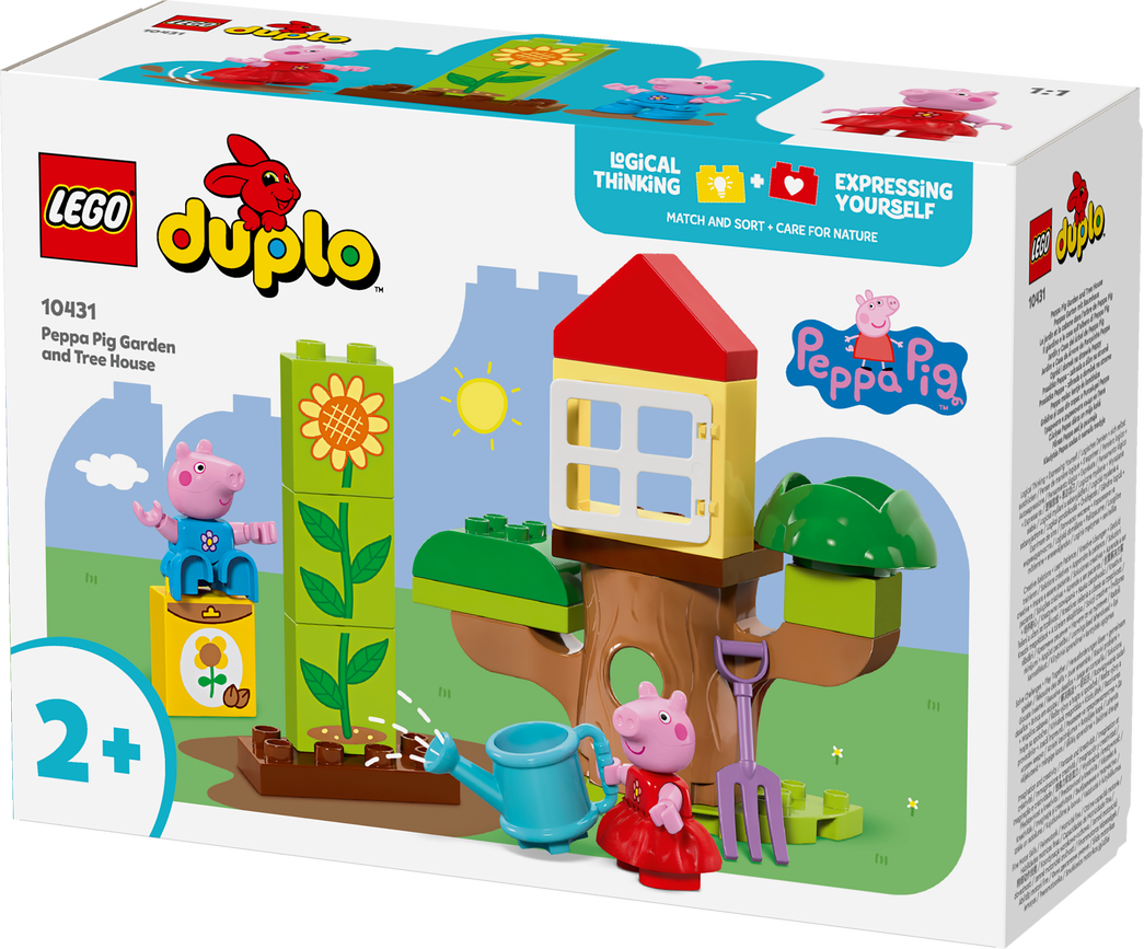 Konstruktorius LEGO DUPLO Peppa Pig Kiaulytės Pepos sodas ir namelis medyje 10431
