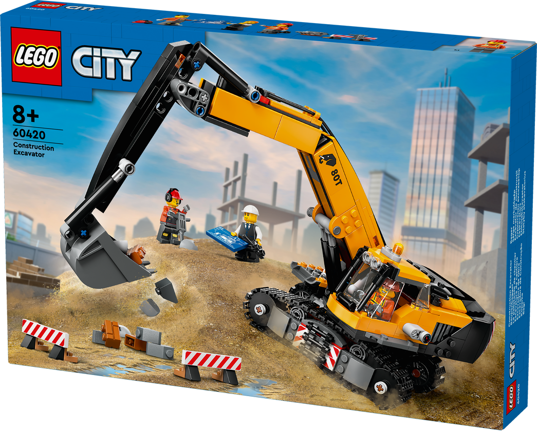 Konstruktorius LEGO City Geltonas statybų ekskavatorius 60420