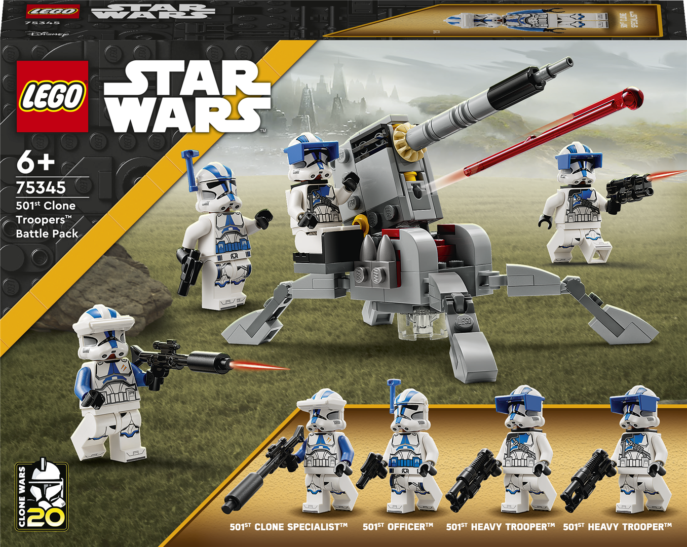 Konstruktorius LEGO Star Wars 501-ojo būrio klonų karių kovos rinkinys 75345