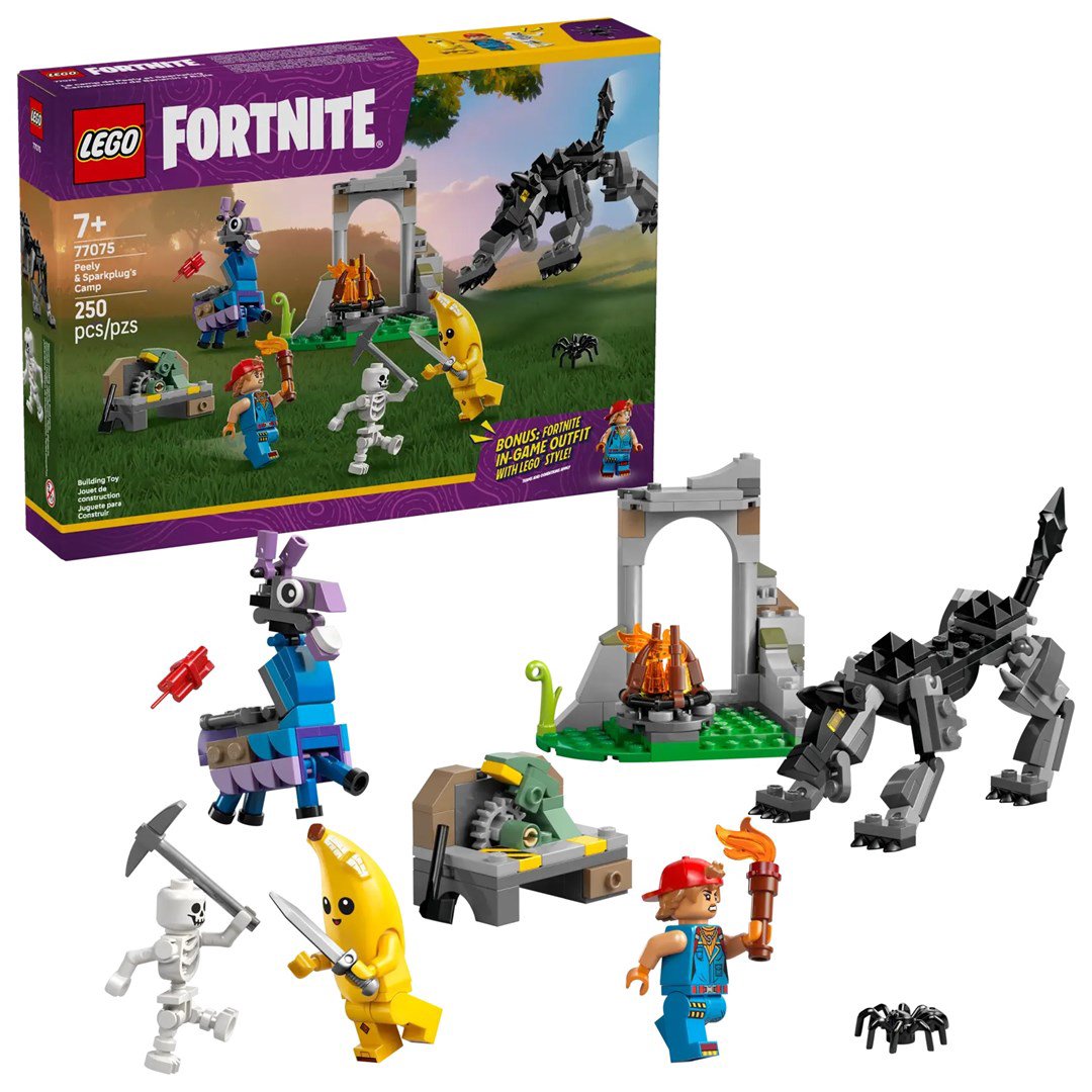 LEGO FORTNITE 77075 Peely ir Sparkplug's stovykla
