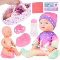 Lėlė kūdikis su priedais ir nešykle, 30 cm