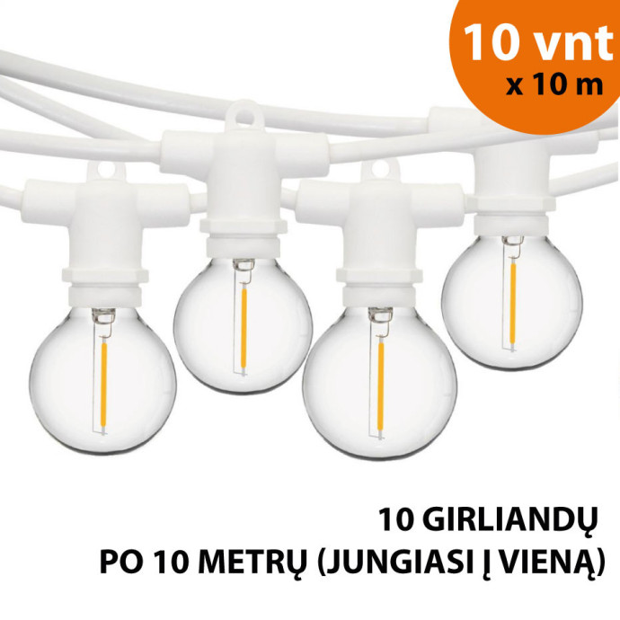 Lauko girlianda (LED lemputės) 100 m Perl balta