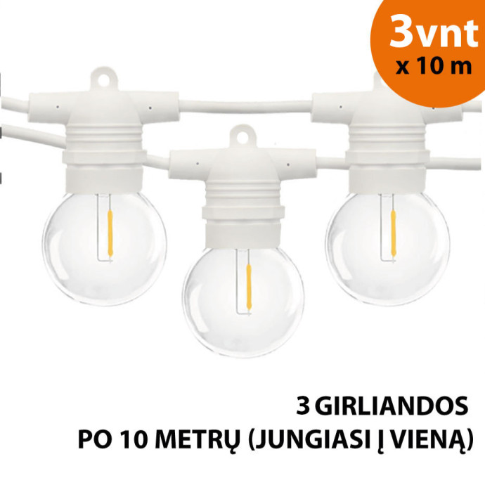 Lauko girlianda (LED lemputės) 30 m Glow balta