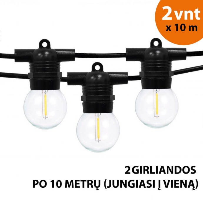 Lauko girlianda (LED lemputės) 20 m Glow juoda