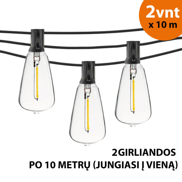 Lauko girlianda (LED lemputės) 20 m Retro