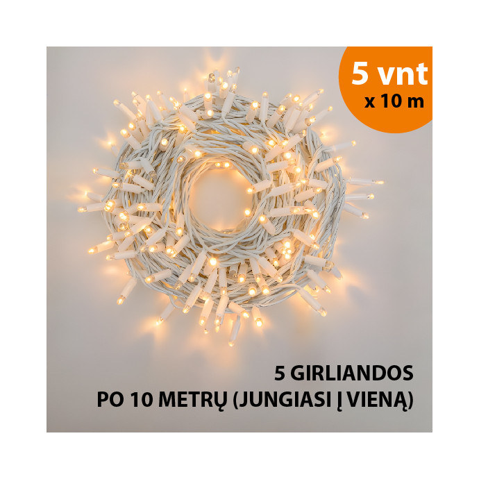 Lauko ir vidaus girlianda (LED lemputės) 50 m PROLED balta