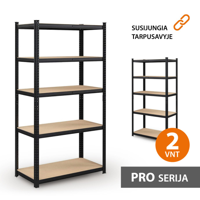 Sandėliavimo lentyna 180x90x40 PRO Juoda (2 vnt)