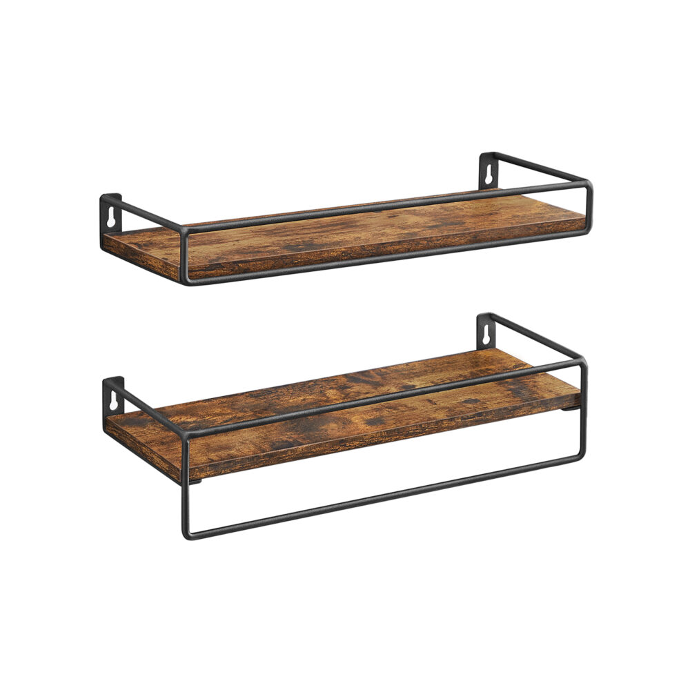 Industrinio stiliau sieninės lentynos | 2 vnt. | 15,5 x 40 cm | "Rustic" ruda