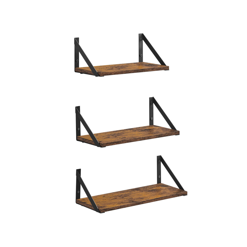 Sieninės pakabinamos lentynos | 3 vnt. komplektas | "Rustic" ruda