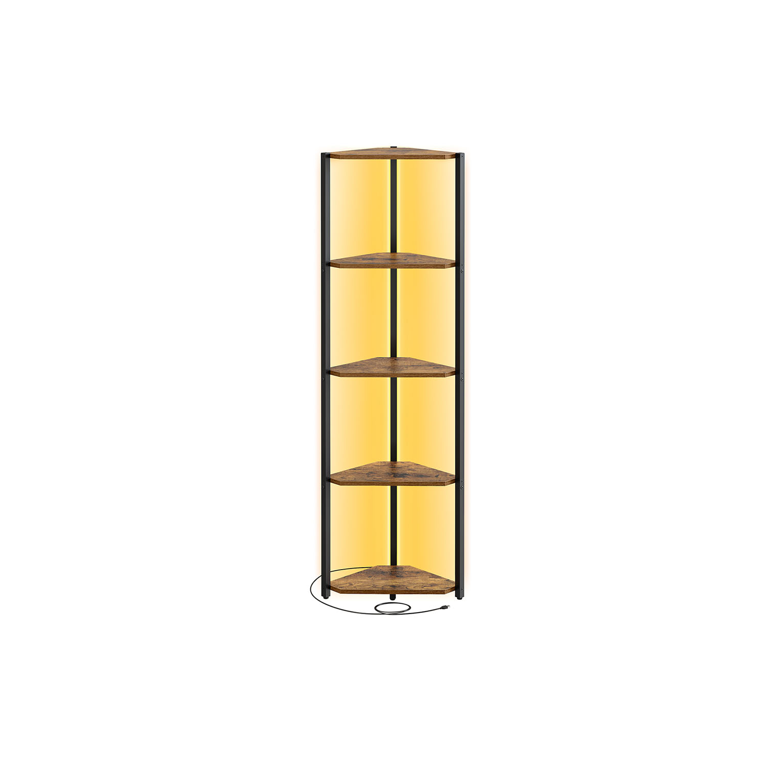 Kampinė lentyna su keičiamu LED apšvietimu | 24,8 x 48 x 146,6 cm | Ruda