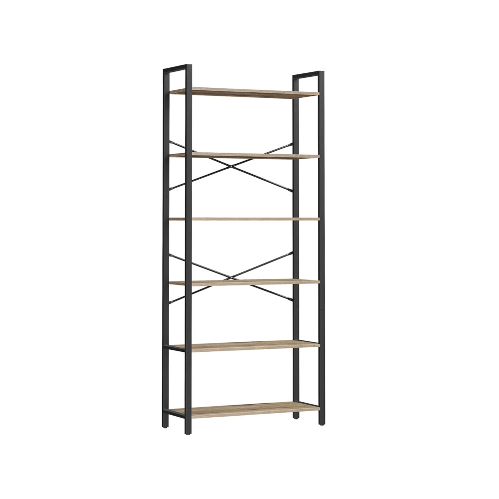 Industrinio stiliau knygų lentyna | 80 x 30 x 186 cm | 6 lentynos | Ruda