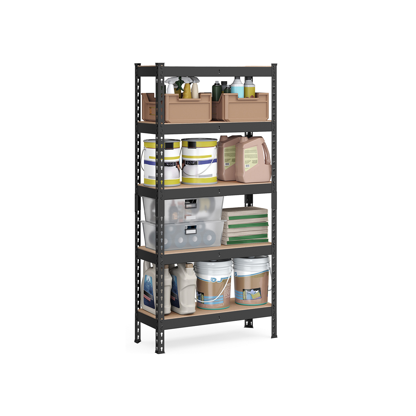 Itin patvari Sandėliavimo lentyna | Apkrova iki 875 kg | 30 x 75 x 150 cm | Juoda