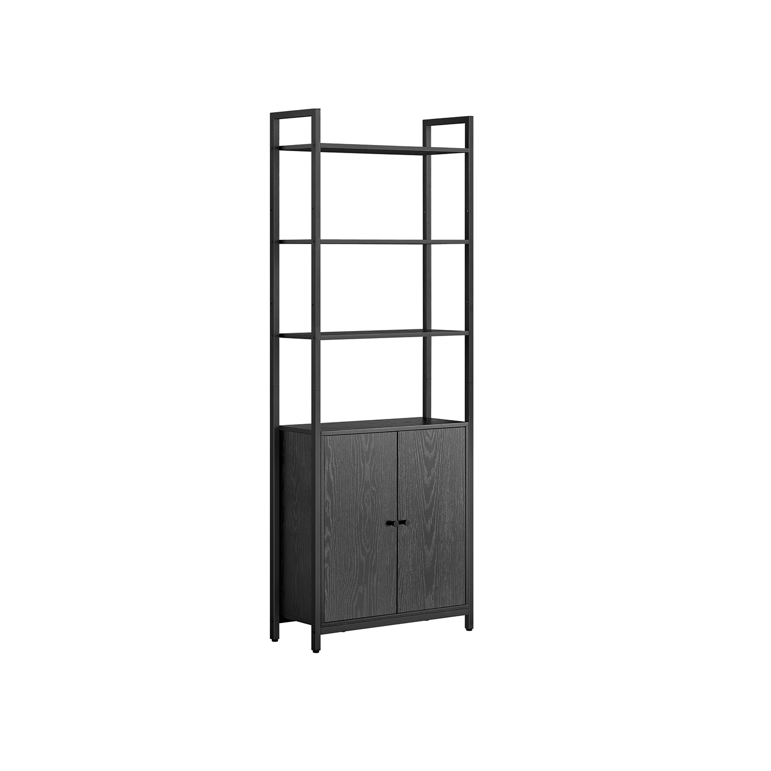Pastatoma knygų lentyna su 2 durelėmis | 24 x 60 x 159,5 cm | Juoda