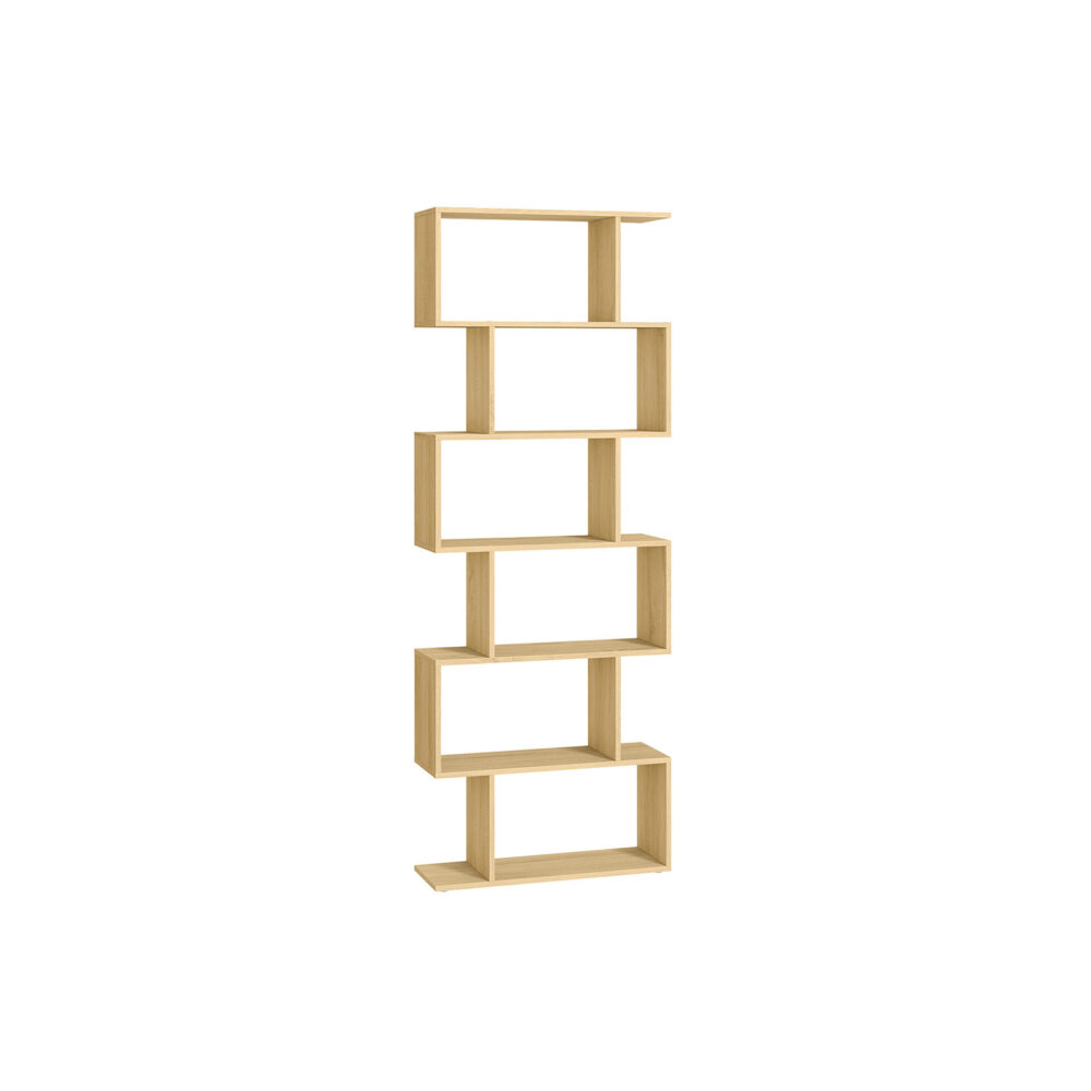 Natūralios rudos "Zig-zag" pastatoma knygų lentyna | 70 x 24 x 190 cm