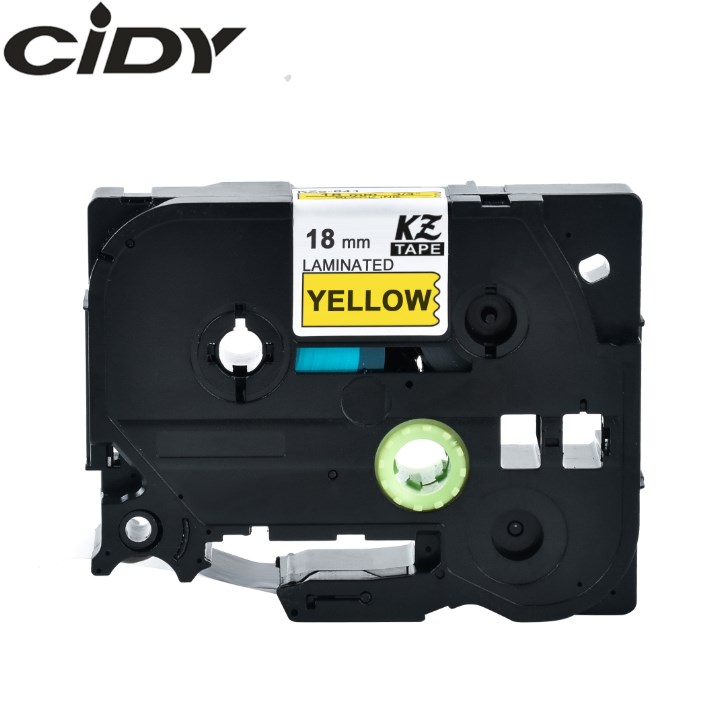 Su Brother suderinama juostelė CiDY TZe 641 18 mm geltona juostelė/juodas tekstas